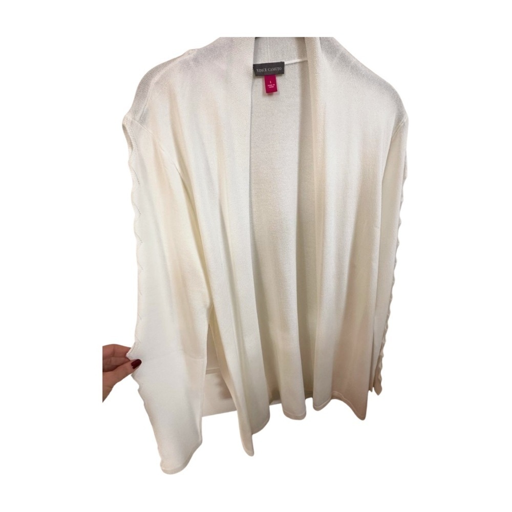 NWT Vince Camuto Light Weight Cut-Out Sleeve Cardigan in White - Picture 2 of 15
